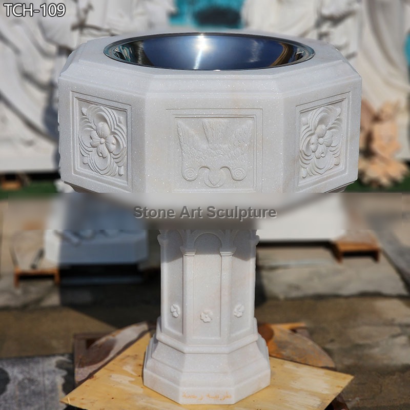 Decorative Outdoor Marble Baptismal Font in Catholic Church TCH-109 detail image