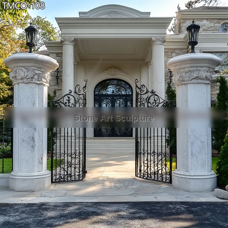 Exquisite Hand Carved Marble Gate Pillars