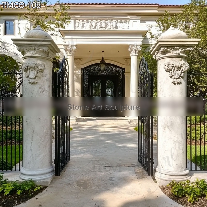 Exquisite Hand Carved Marble Gate Pillars detail image