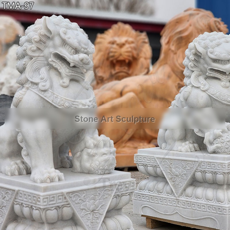 Factory Guardian foo dog statues pair artwork for driveway TMA-97 detail image