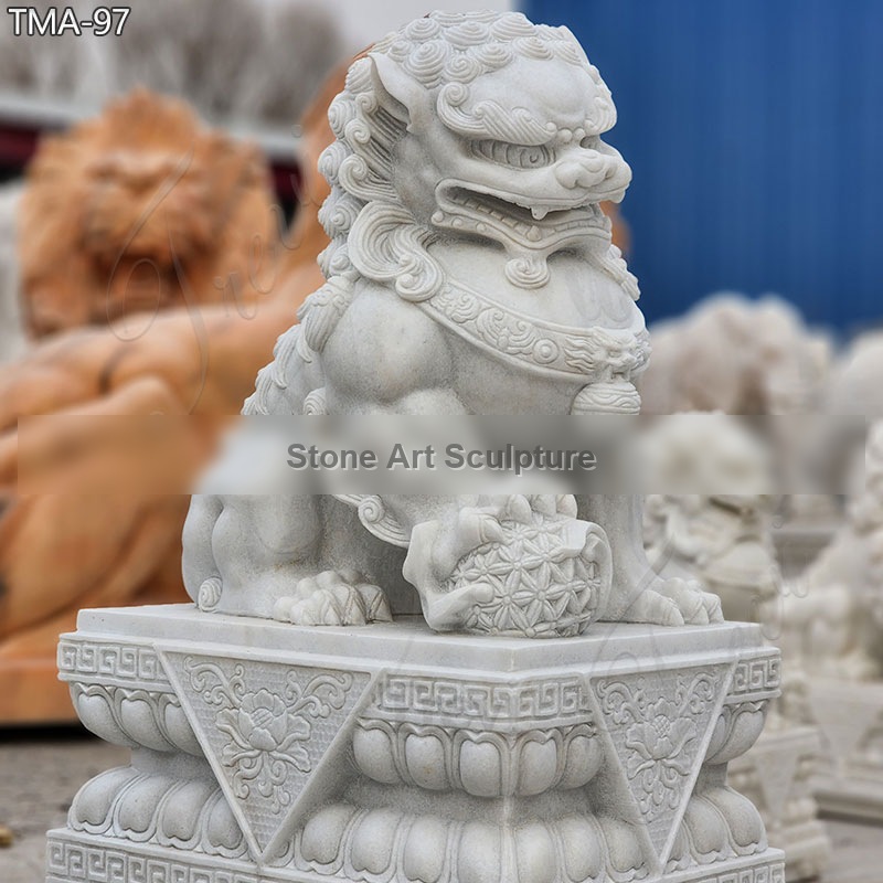 Factory Guardian foo dog statues pair artwork for driveway TMA-97 detail image