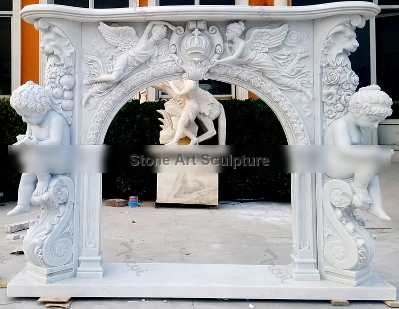 French style white home depot fireplace mantel surround for sale online TMFP-5 detail image