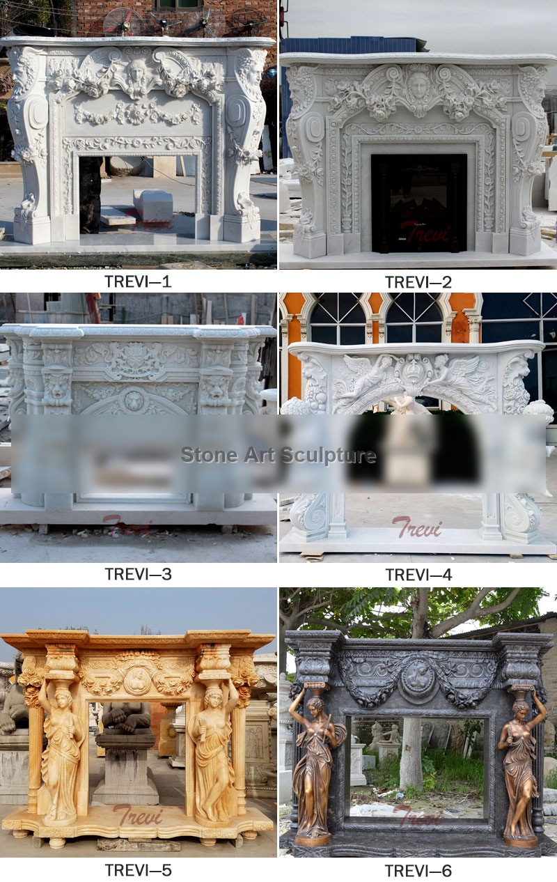 French style white marble fireplace mental shelf for sale TMFP-01 detail image