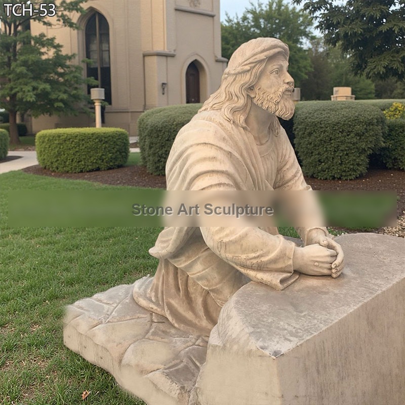 Hand Carved Marble Jesus in the Garden of Gethsemane Statue TCH-53