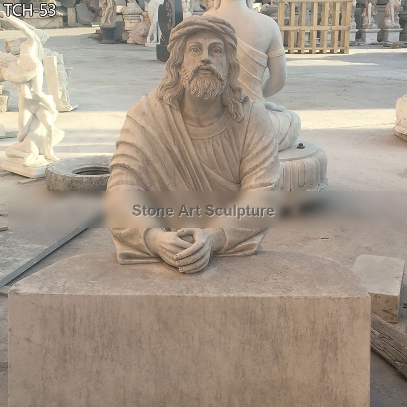 Hand Carved Marble Jesus in the Garden of Gethsemane Statue TCH-53 detail image