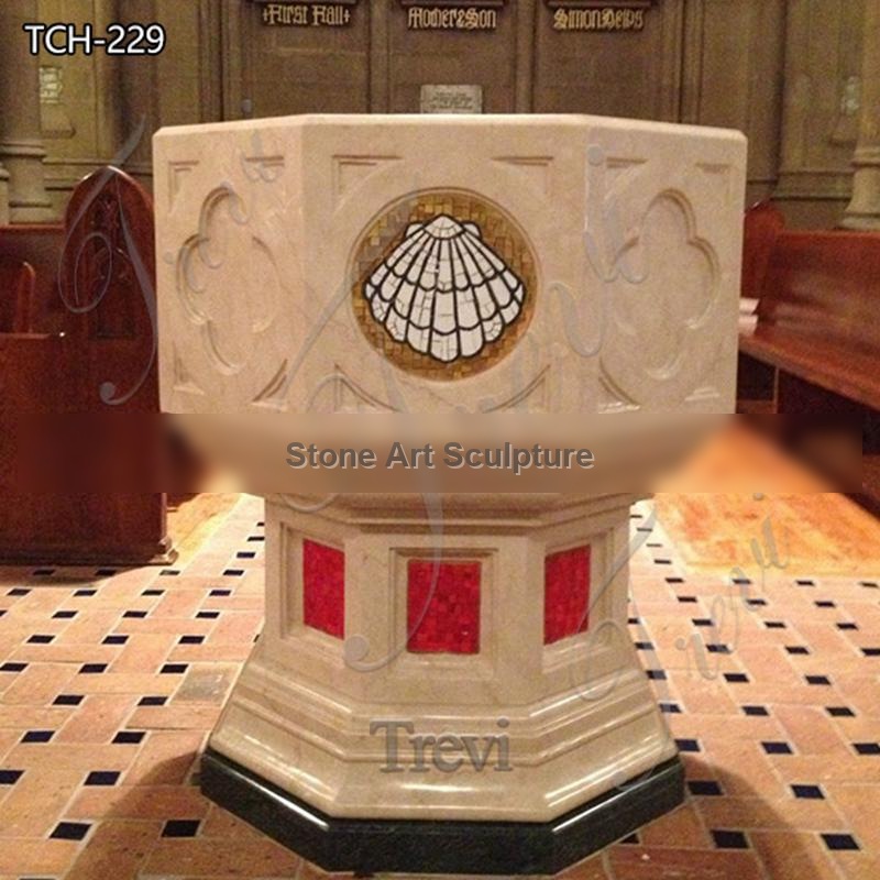 High-Quality Marble Baptismal Font for Catholic Church