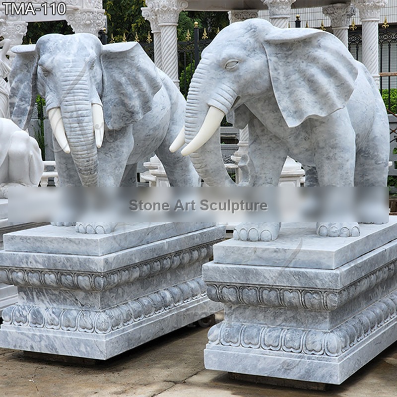 Large Marble Carved Elephant Statue for Sale China Supplier TMA-110 detail image