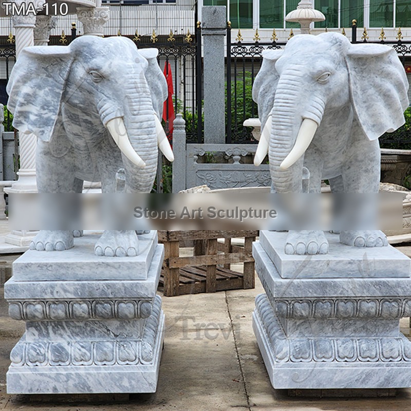 Large Marble Carved Elephant Statue for Sale China Supplier TMA-110 detail image