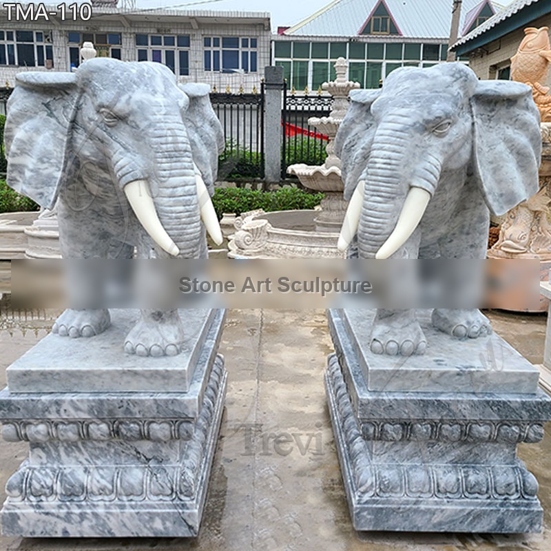 Large Marble Carved Elephant Statue for Sale China Supplier TMA-110 detail image