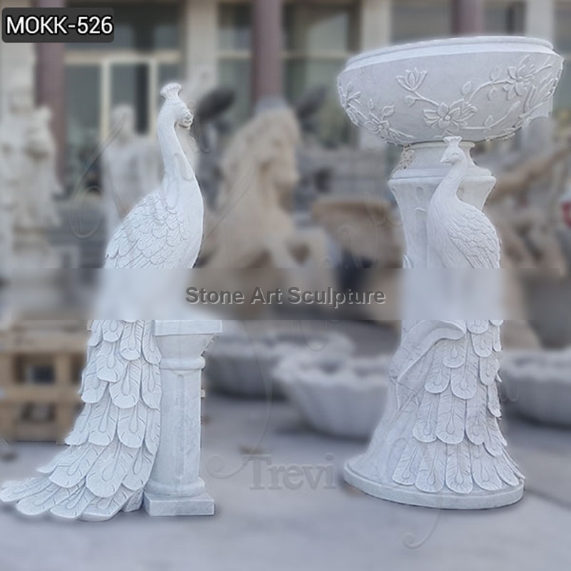Large Pure Hand Craved White Marble Planter Animal Flower Pot MOKK-526 detail image