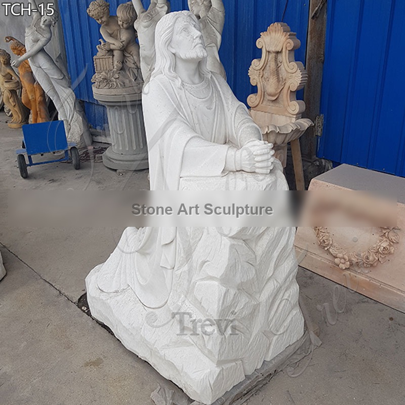 Life Size Christ Jesus Kneeling in Prayer at Garden Religious Statues Outdoor TCH-15 detail image