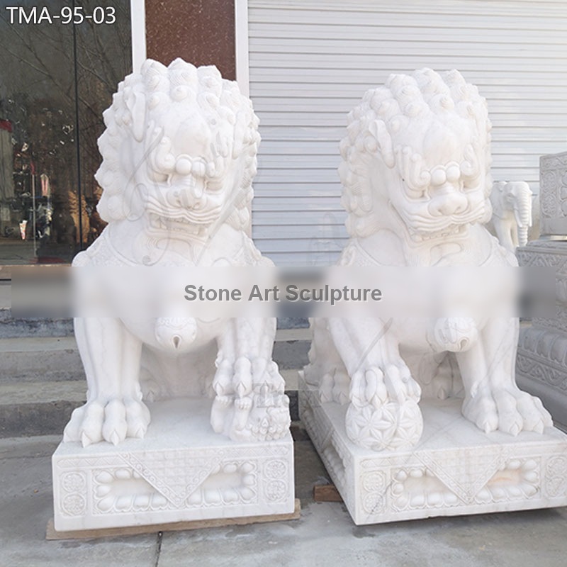 Life-Size Feng Shui Dog Lion Statue in front of House Meaning TMA-95 detail image