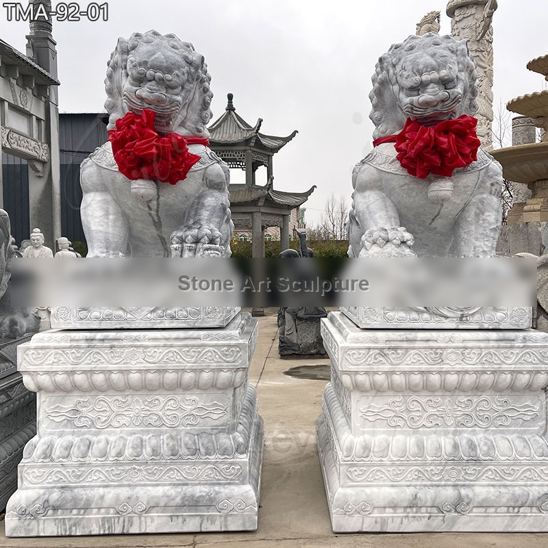 Life size feng shui foo dog pair in front of house meaning TMA-92 detail image