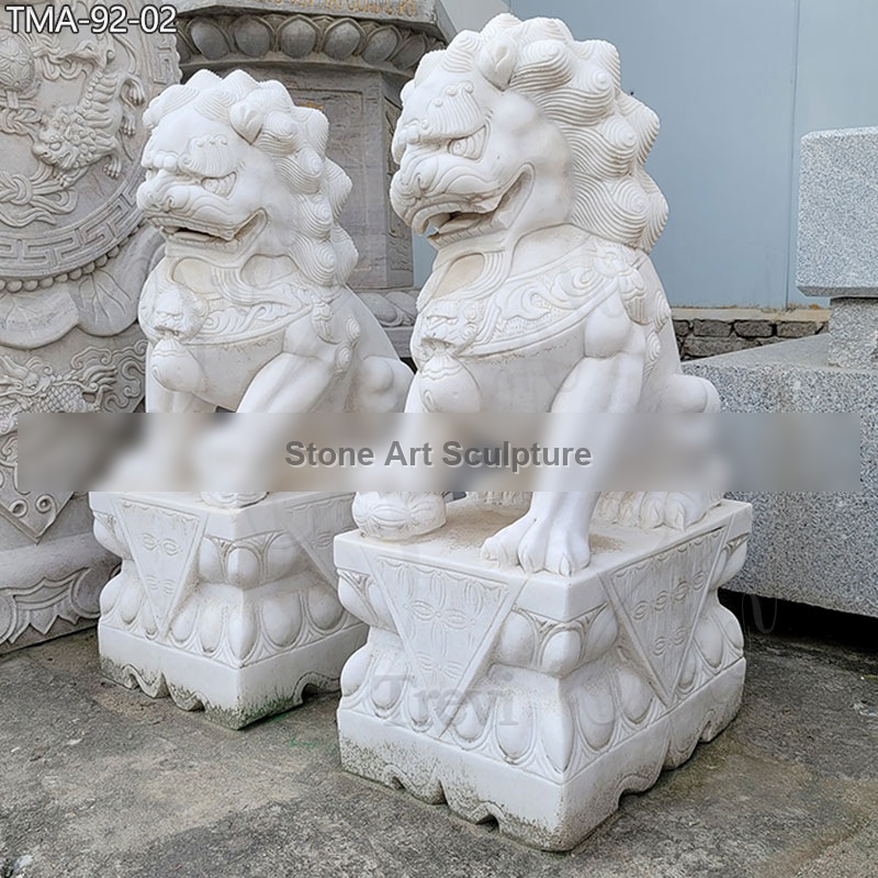 Life size feng shui foo dog pair in front of house meaning TMA-92 detail image