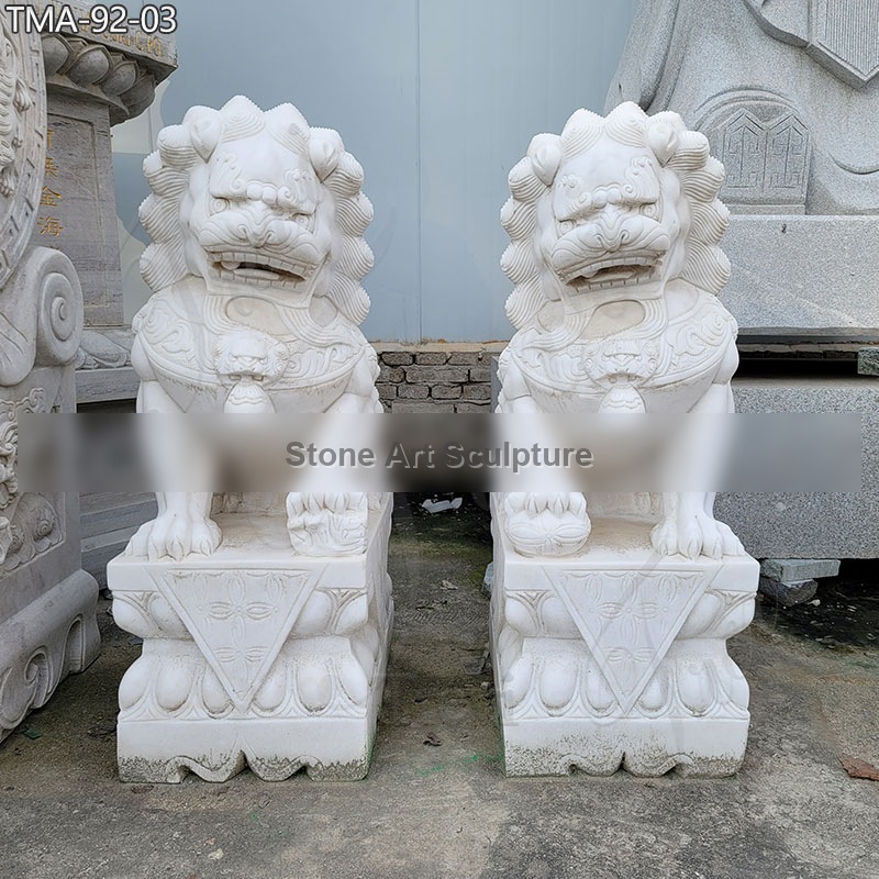 Life size feng shui foo dog pair in front of house meaning TMA-92 detail image