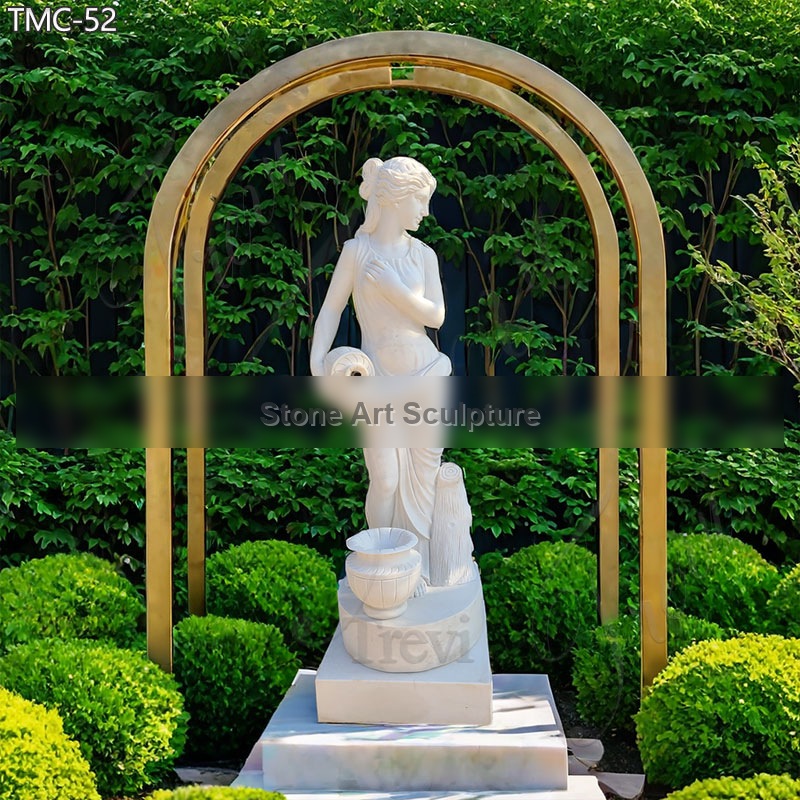 Life Size Marble Female Sculpture Holding Jar for Sale