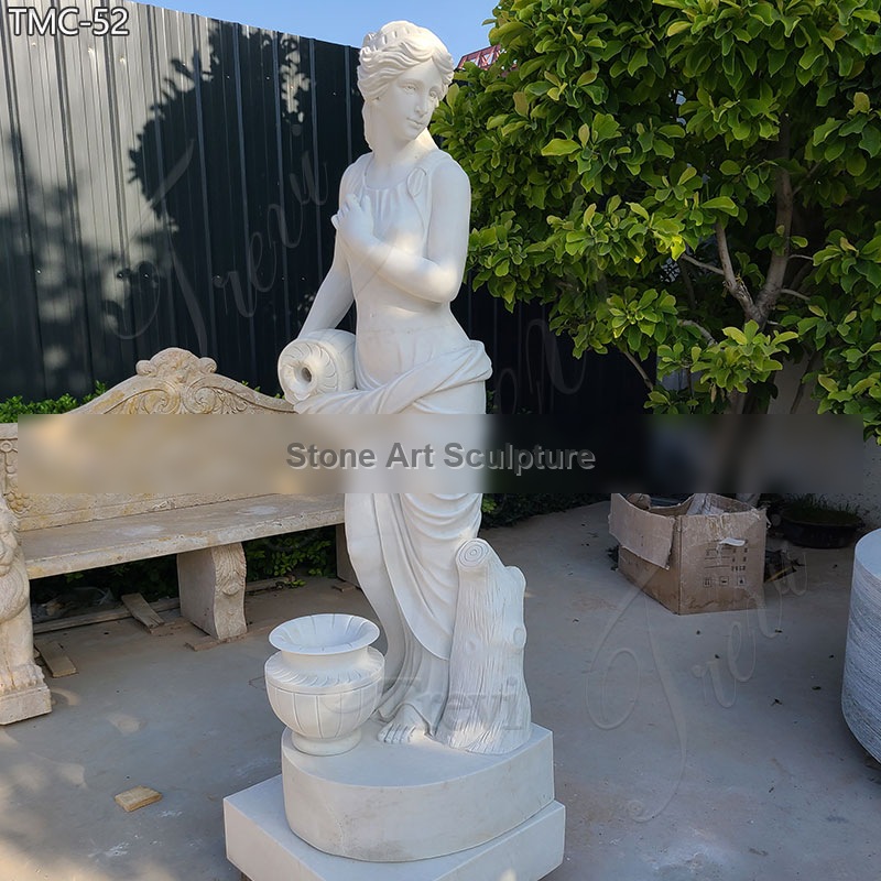 Life Size Marble Female Sculpture Holding Jar for Sale detail image