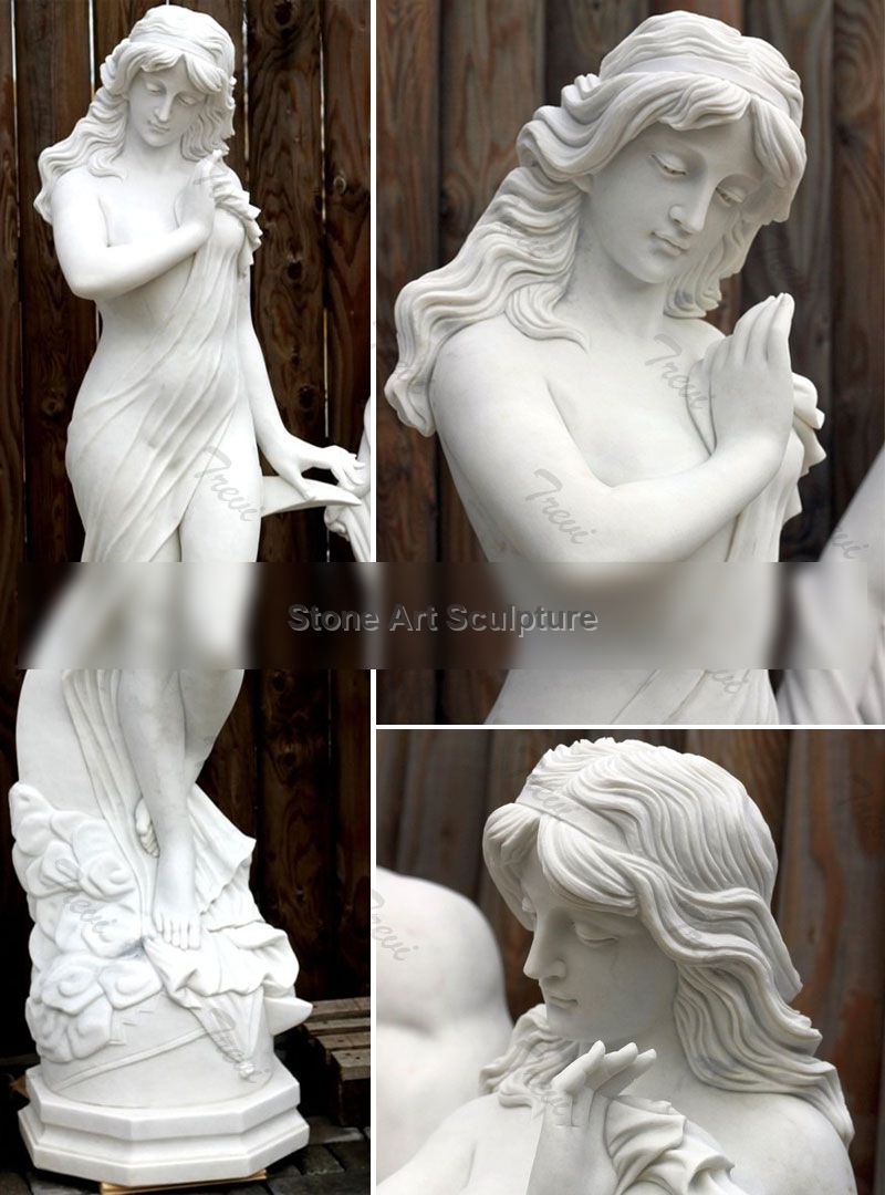 Life size nude female white marble garden statues for sale TMC-39 detail image