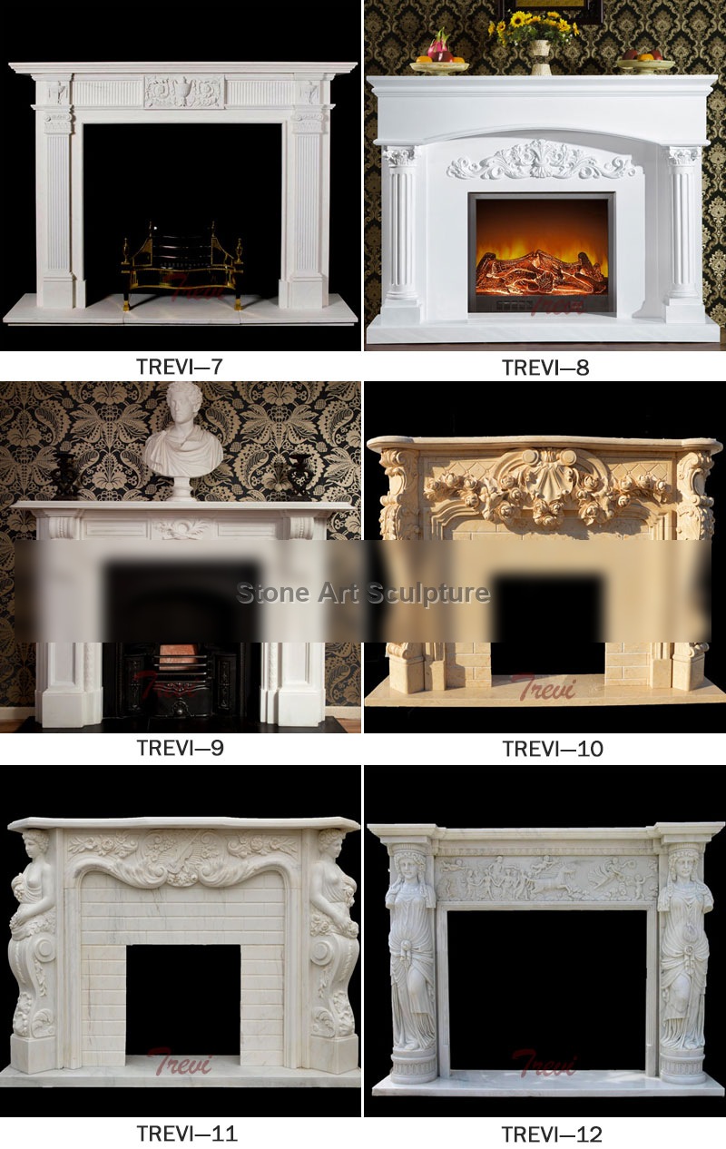 luxury craftsman style carved antique stone fireplace mentels surrounds design for fall TMFP-06 detail image