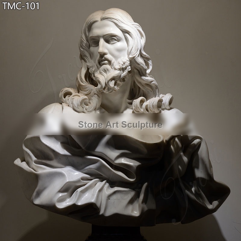 Marble Bust of the Savior by Lorenzo Bernini for Sale detail image