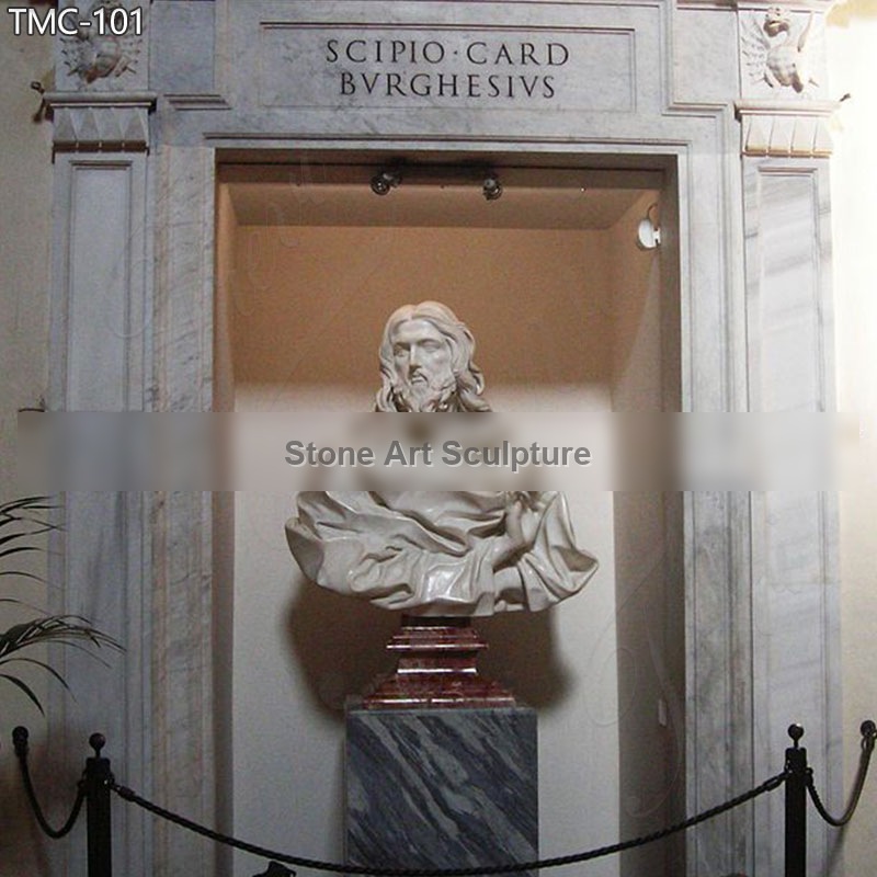 Marble Bust of the Savior by Lorenzo Bernini for Sale detail image
