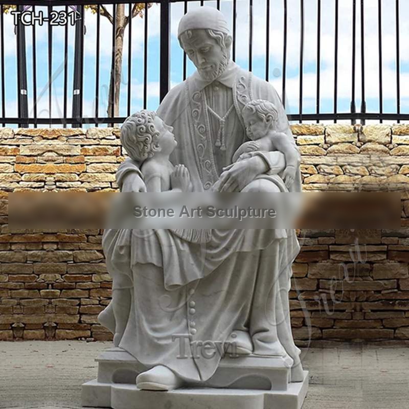 Marble St Vincent De Paul with Children Statue Supplier detail image