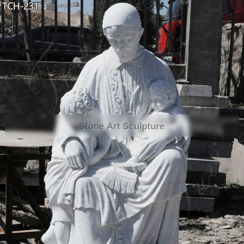 Marble St Vincent De Paul with Children Statue Supplier detail image