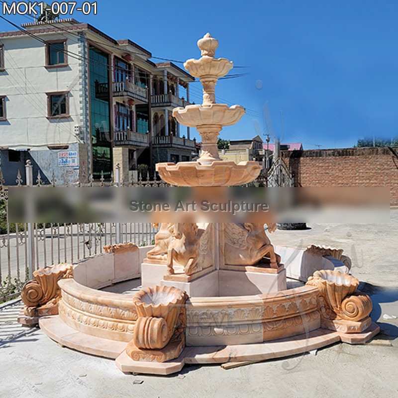 Tiered Marble Outdoor Horse Craigslist Water Fountain for Sale MOK1-007 detail image