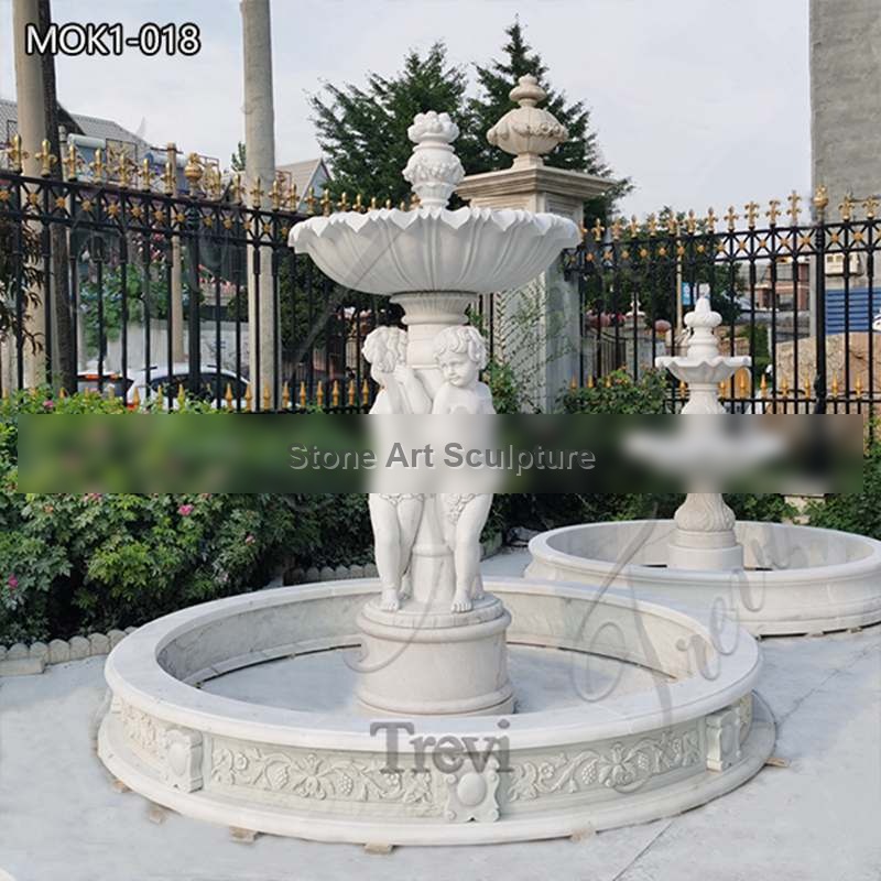 White Marble Water Child Sculpture Fountain Outdoor Garden Decor for Sale MOK1-018