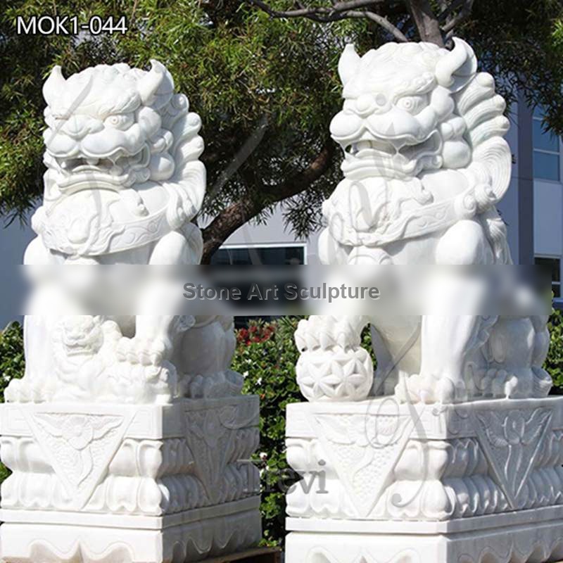 Chinese Marble Feng Shui Lions Front Door Home Decor for Sale MOK1-044