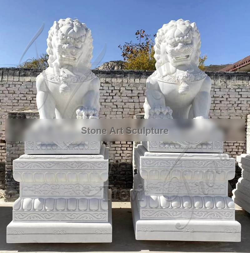 Chinese Marble Feng Shui Lions Front Door Home Decor for Sale MOK1-044 detail image
