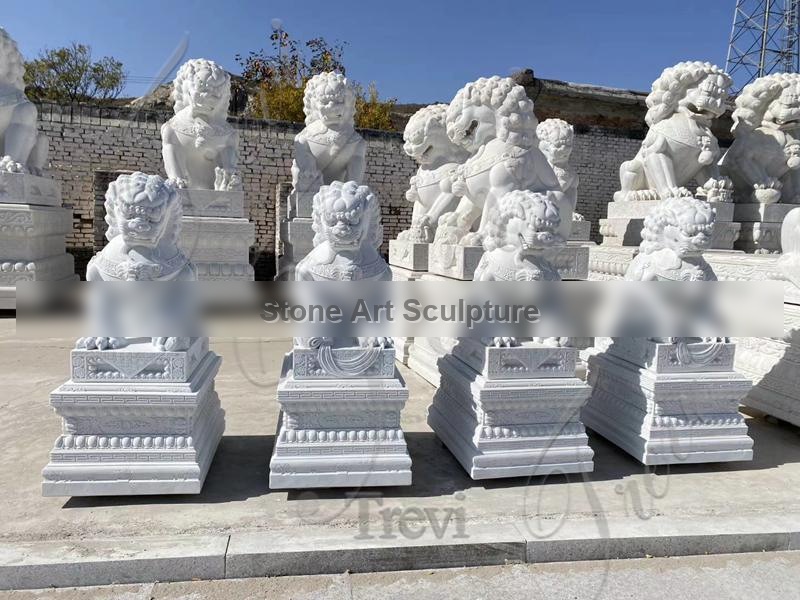 Chinese Marble Feng Shui Lions Front Door Home Decor for Sale MOK1-044 detail image