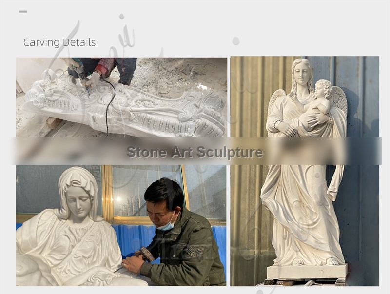 Luxury Marble Fireplace with Female Statue Designs for Sale MOK1-049 detail image