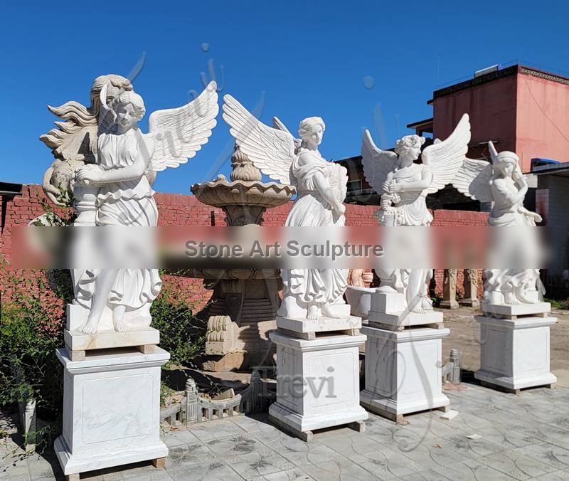 Garden Marble Life size Angel Statue with Baby Art Factory Supplier MOK1-055 detail image