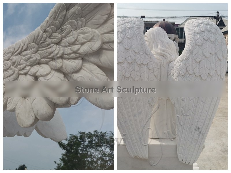 White Marble Water Fountain with Angel Statues Supplier MOK1-057 detail image