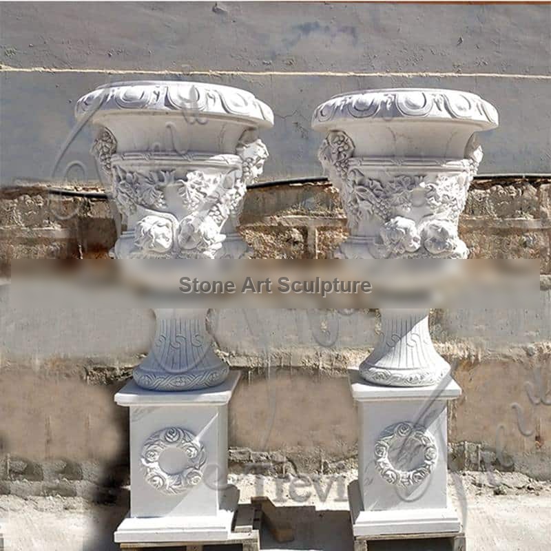 White Marble Angel Flower Planter Decor for Sale MOK1-061 detail image