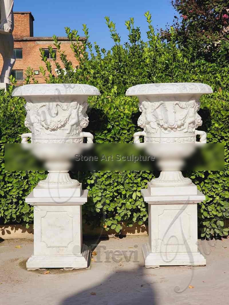 White Marble Angel Flower Planter Decor for Sale MOK1-061 detail image