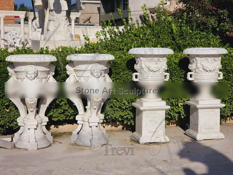 White Marble Angel Flower Planter Decor for Sale MOK1-061 detail image
