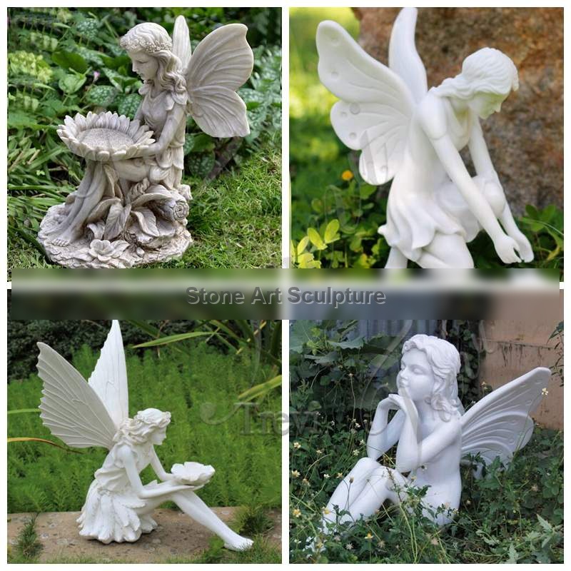 White Marble Fairy Sculptures Garden Decor for Sale MOK1-062 detail image
