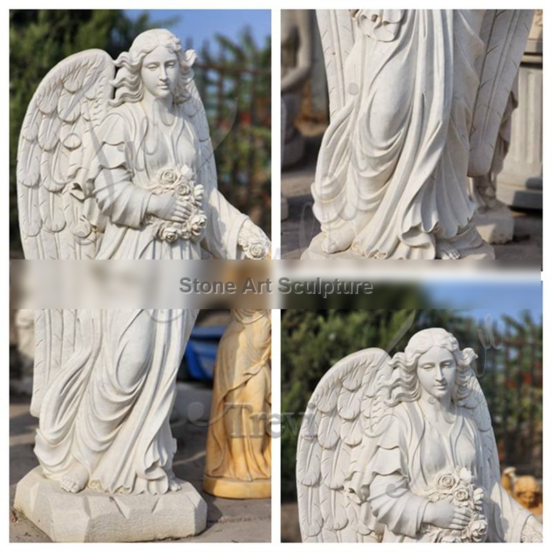 Stunningly Beautiful Angel Statue with Flowers for Sale MOK1-076 detail image