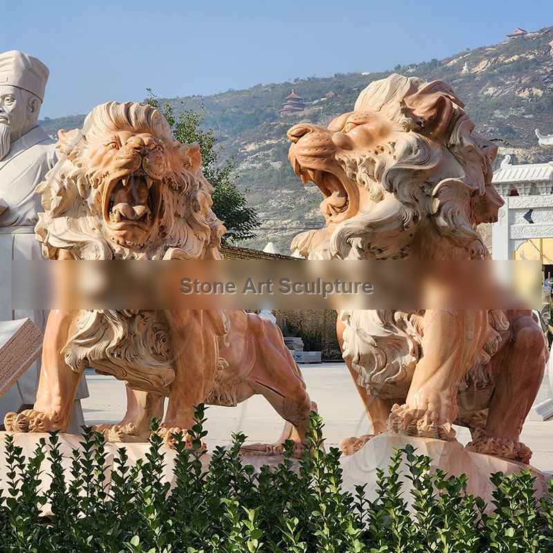Marble Large Garden Lions Imperial Ornamental for Sale MOK1-077 detail image