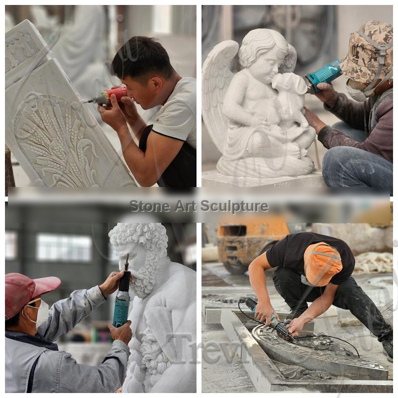 Beautiful Marble Table with Child Statue for Garden Decor MOK1-088 detail image