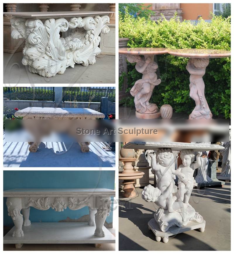 Beautiful Marble Table with Child Statue for Garden Decor MOK1-088 detail image