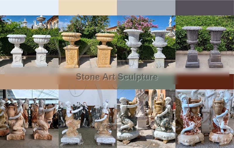 White Marble Planter with Stand for Garden Decoration MOK1-099 detail image