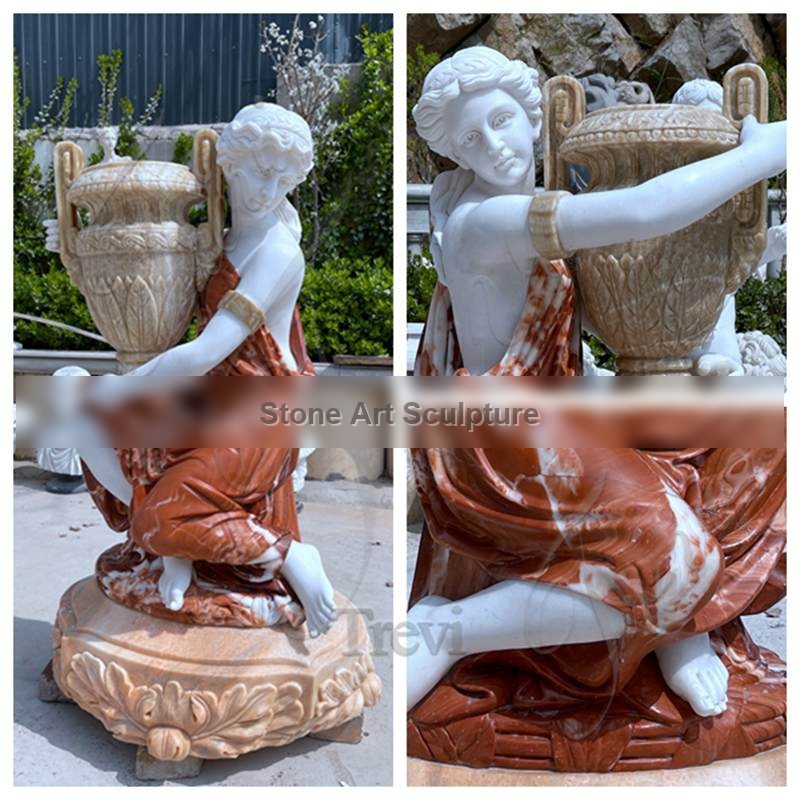 Exquisite Marble Lady Statue Flower Pot for Garden MOK1-105 detail image