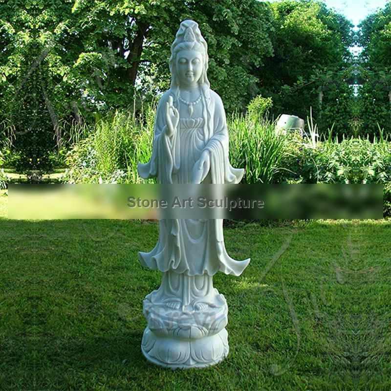 Hand Carved White Guanyin Marble Statue Supplier MOK1-125 detail image