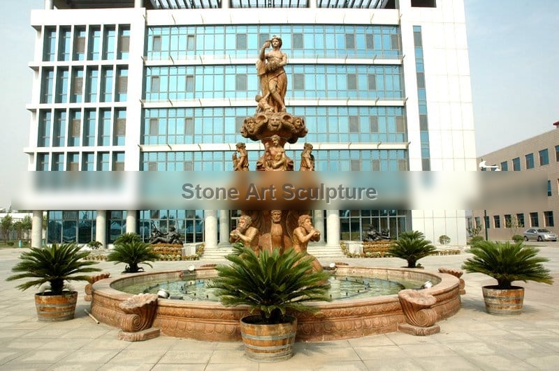 Large Beige Marble Statue Fountain for Outdoor MOK1-134 detail image