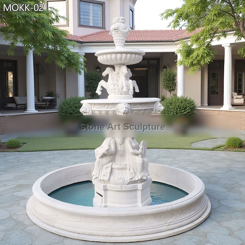 Water Fountains with Horse and Woman Statues MOKK-02