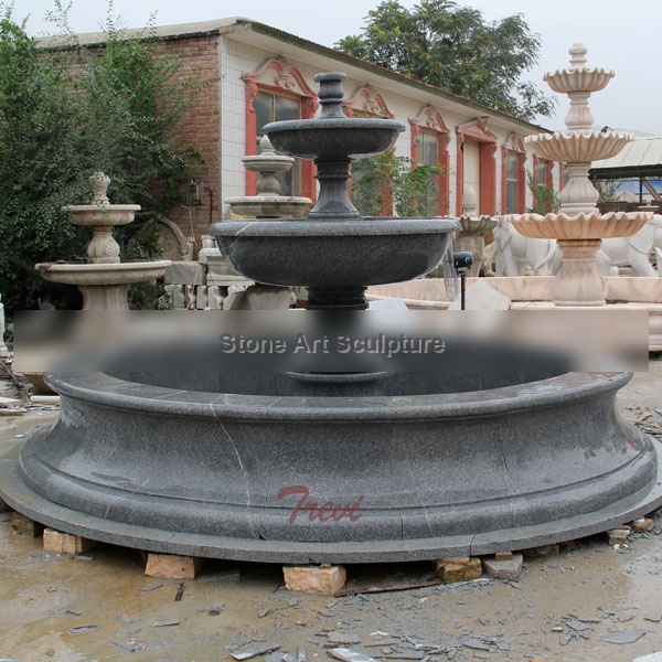 Best Outdoor Black Granite Two Tiered Garden Fountain Online MOKK-103