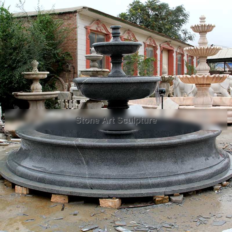 Best Outdoor Black Granite Two Tiered Garden Fountain Online MOKK-103 detail image